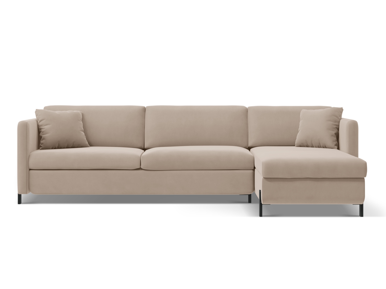 Micadoni Schlaf-Ecksofa Gloria 4-Sitzer Rechts Samt Beige 205x140