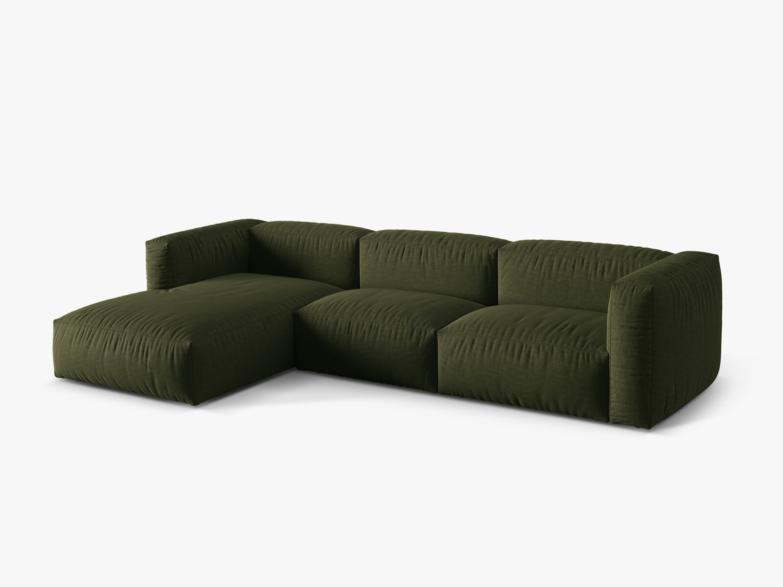 Micadoni Ecksofa Martina 3-Sitzer Links Strukturierter Stoff Boston Grün