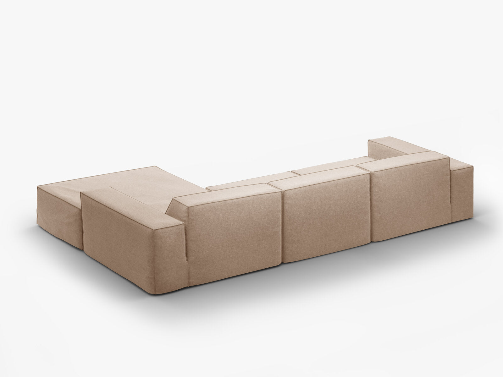 Micadoni Ecksofa Jodie 4-Sitzer Rechts Strukturierter Stoff Lins Sand
