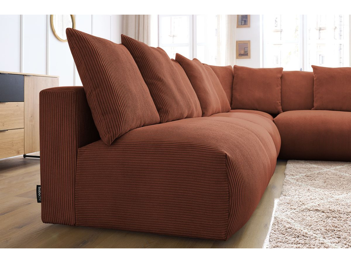Bobochic Voltaire Ecksofa 322 × 268 cm Cordsamt Orange Ecke rechts