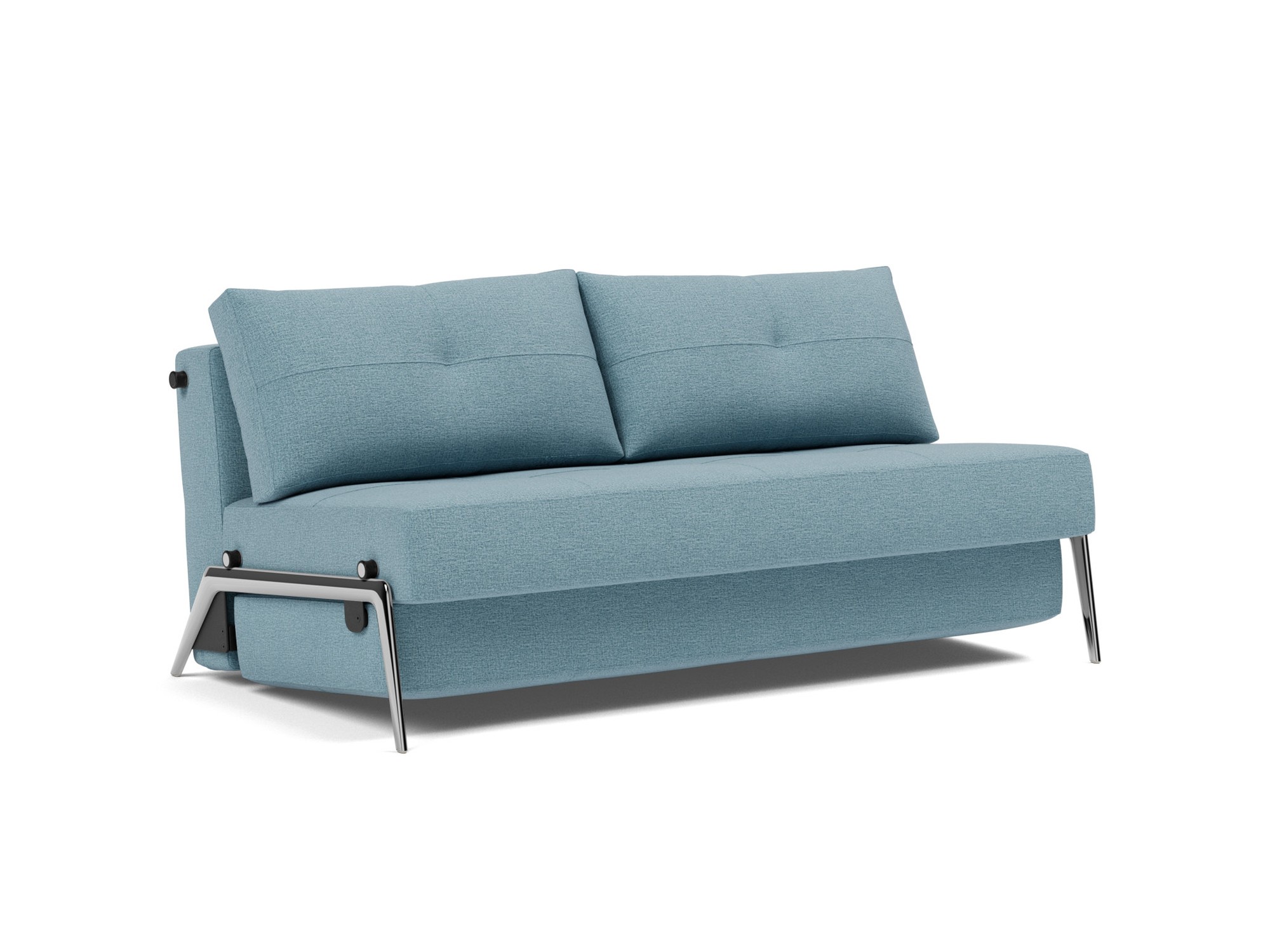 Schlafsofa Cubed 160 Flachgewebe Mixed Dance 525-Light-Blue Beine Aluminium