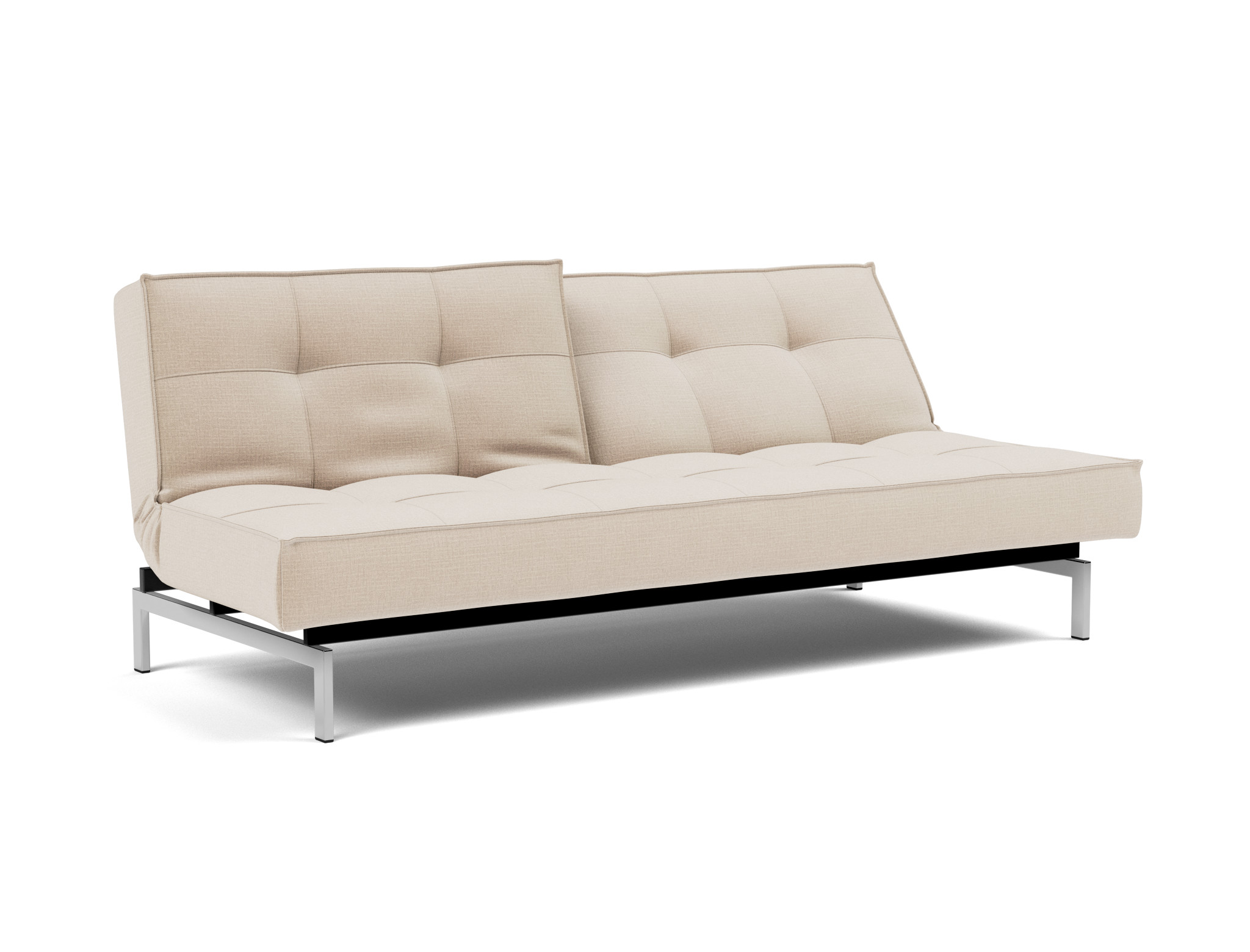 Schlafsofa Splitback Chenille Esina 410-Almond-Beige Beine Chrom