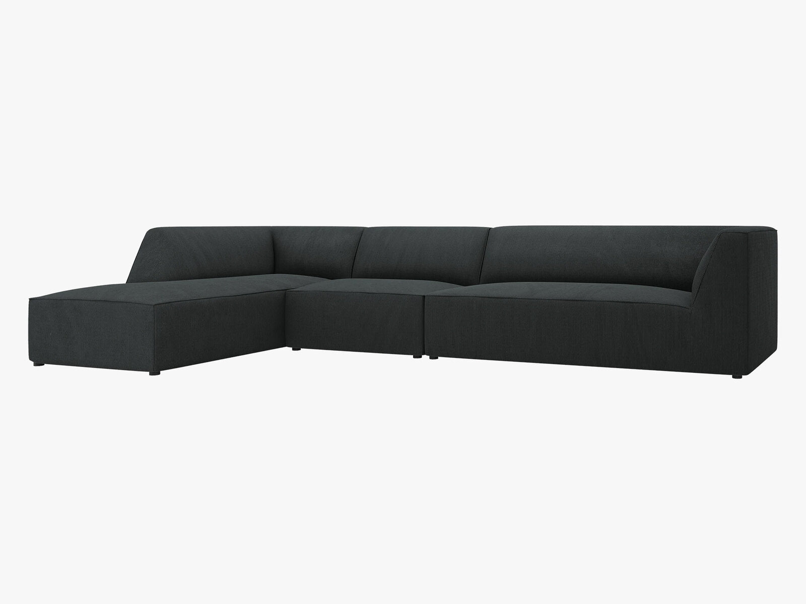 Micadoni Ecksofa Ruby 5-Sitzer Links Kord Scala Schwarz