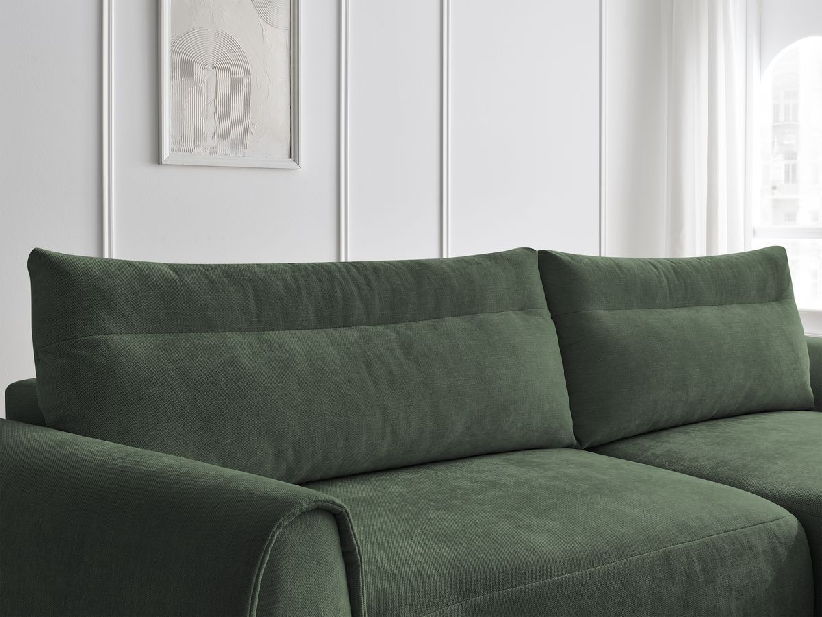 Bobochic Aden Ecksofa 293 × 152 cm Stoff Grün Ecke rechts