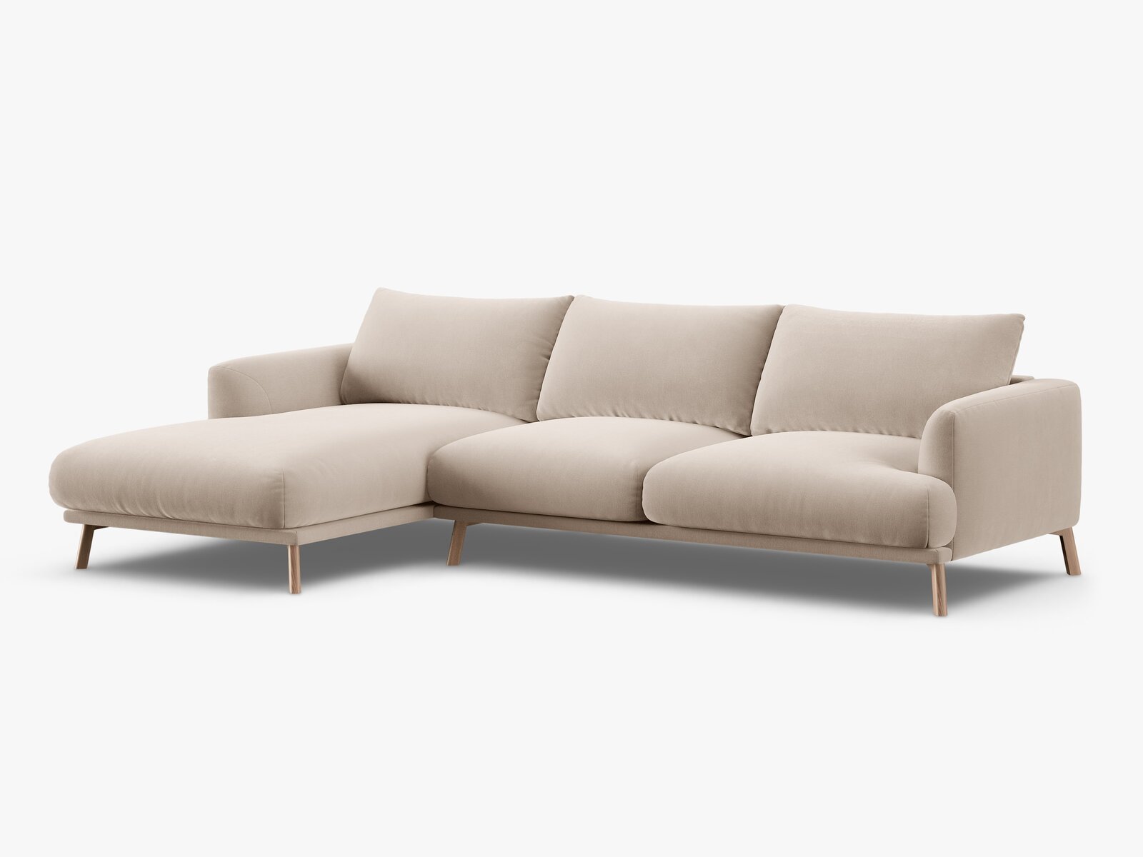 Micadoni Ecksofa Naomi 4-Sitzer Links Samt Salvador Beige