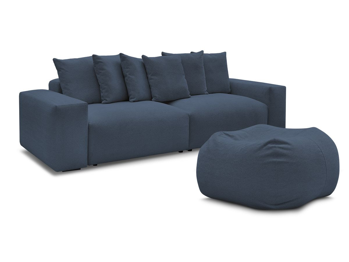 Bobochic Voltaire Sofa 5-Sitzer mit Pouf Melange-Stoff Dunkelblau