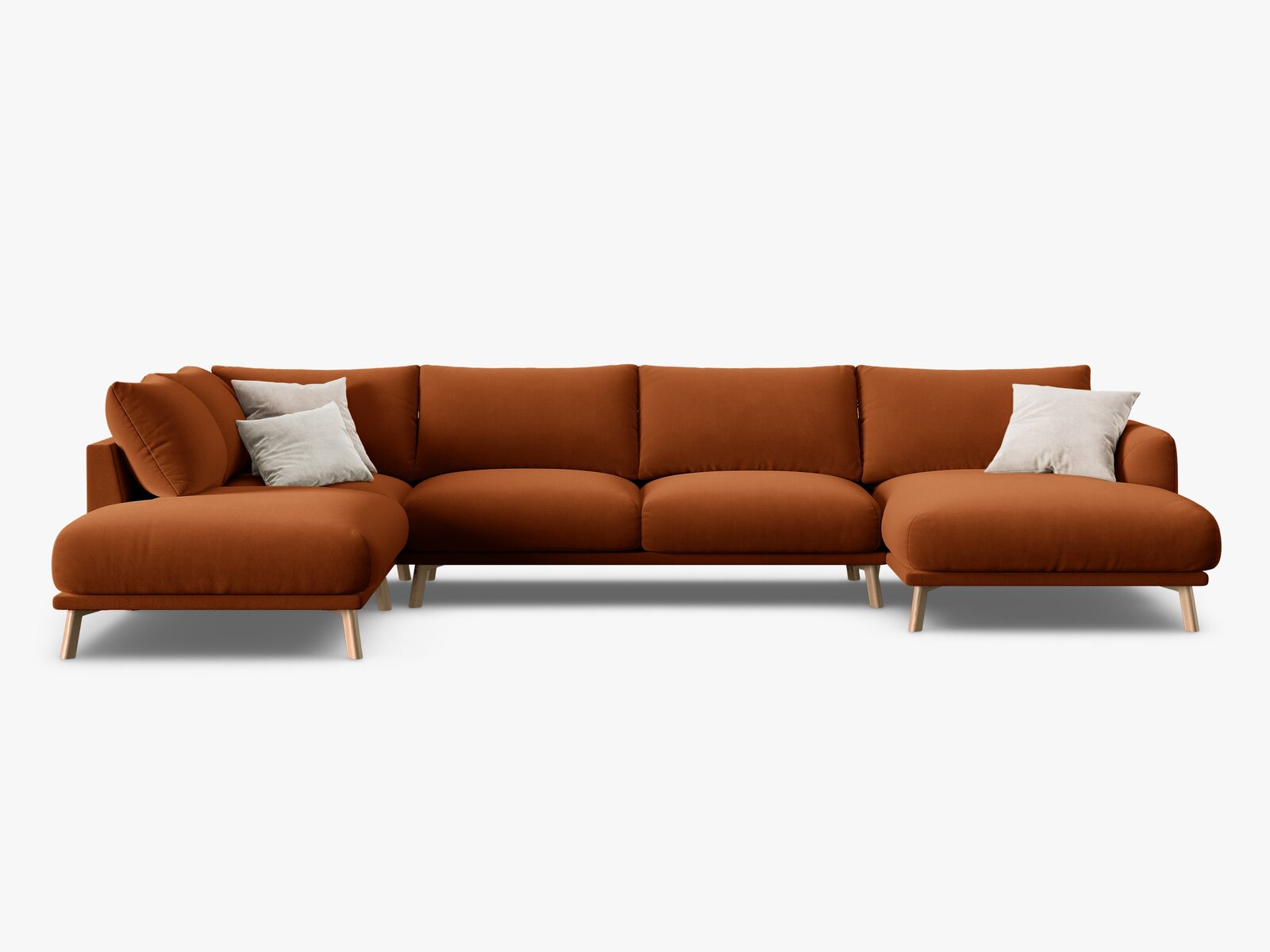 Micadoni Panorama Ecksofa Naomi 6-Sitzer Links Samt Salvador Terrakotta