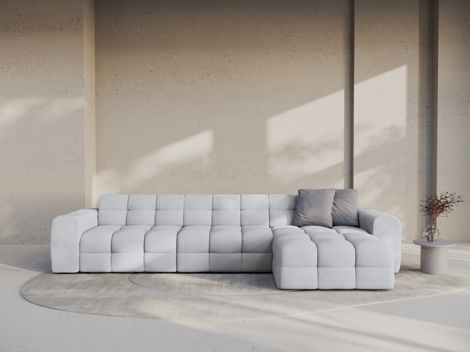 Micadoni Ecksofa Kendal 5-Sitzer Rechts Strukturierter Stoff Hellgrau
