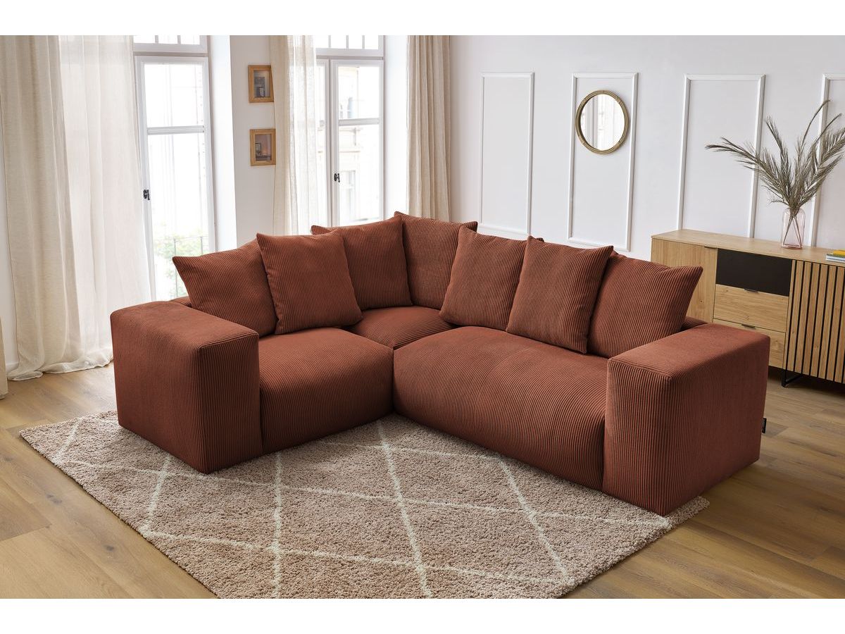 Bobochic Voltaire Ecksofa 268 × 214 cm Cordsamt Orange Ecke links