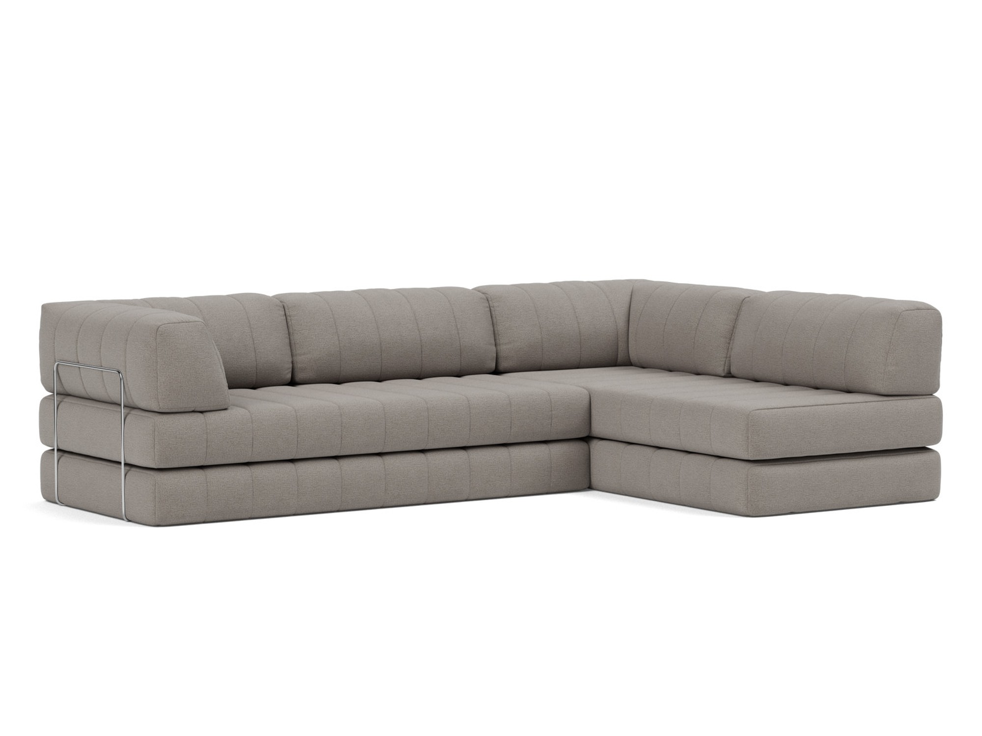 Eck-Schlafsofa CozyPad L-Form mit Armlehne Flachgewebe Mixed Dance 521-Grey