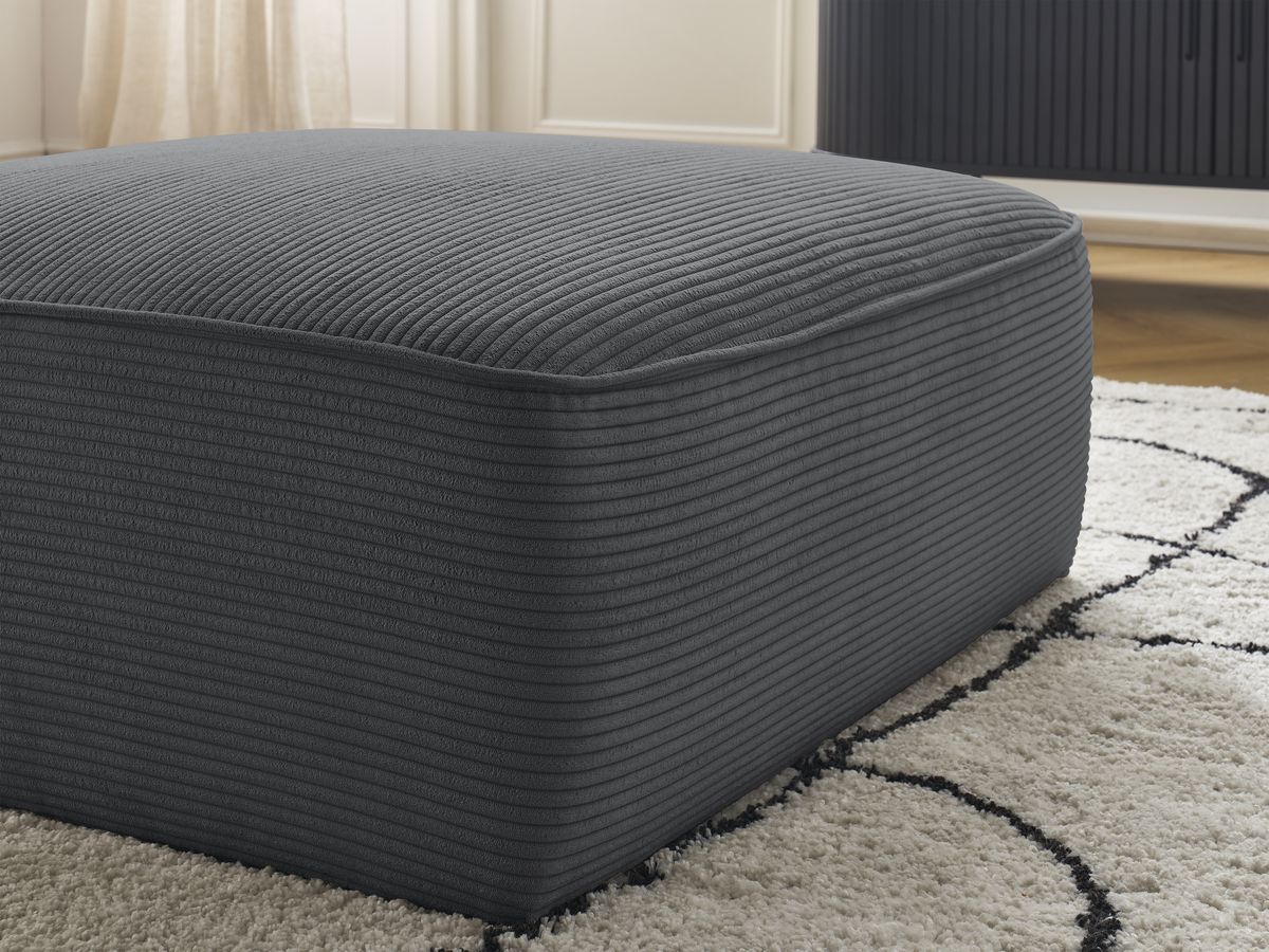 Bobochic Leopold Pouf Cordsamt Dunkelgrau
