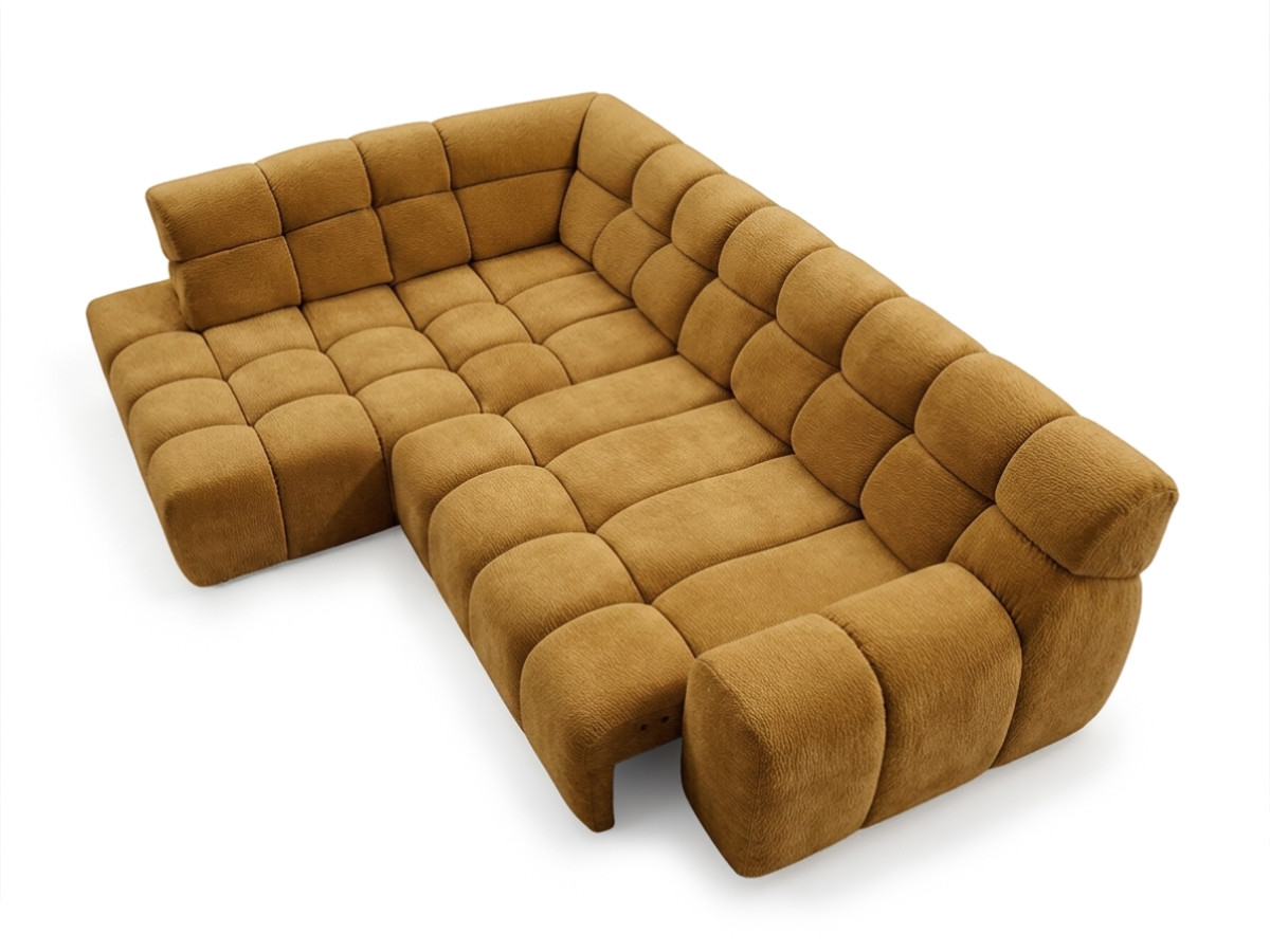 Bobochic Andre Ecksofa mit Schlaffunktion Chenille Gelb Ecke links