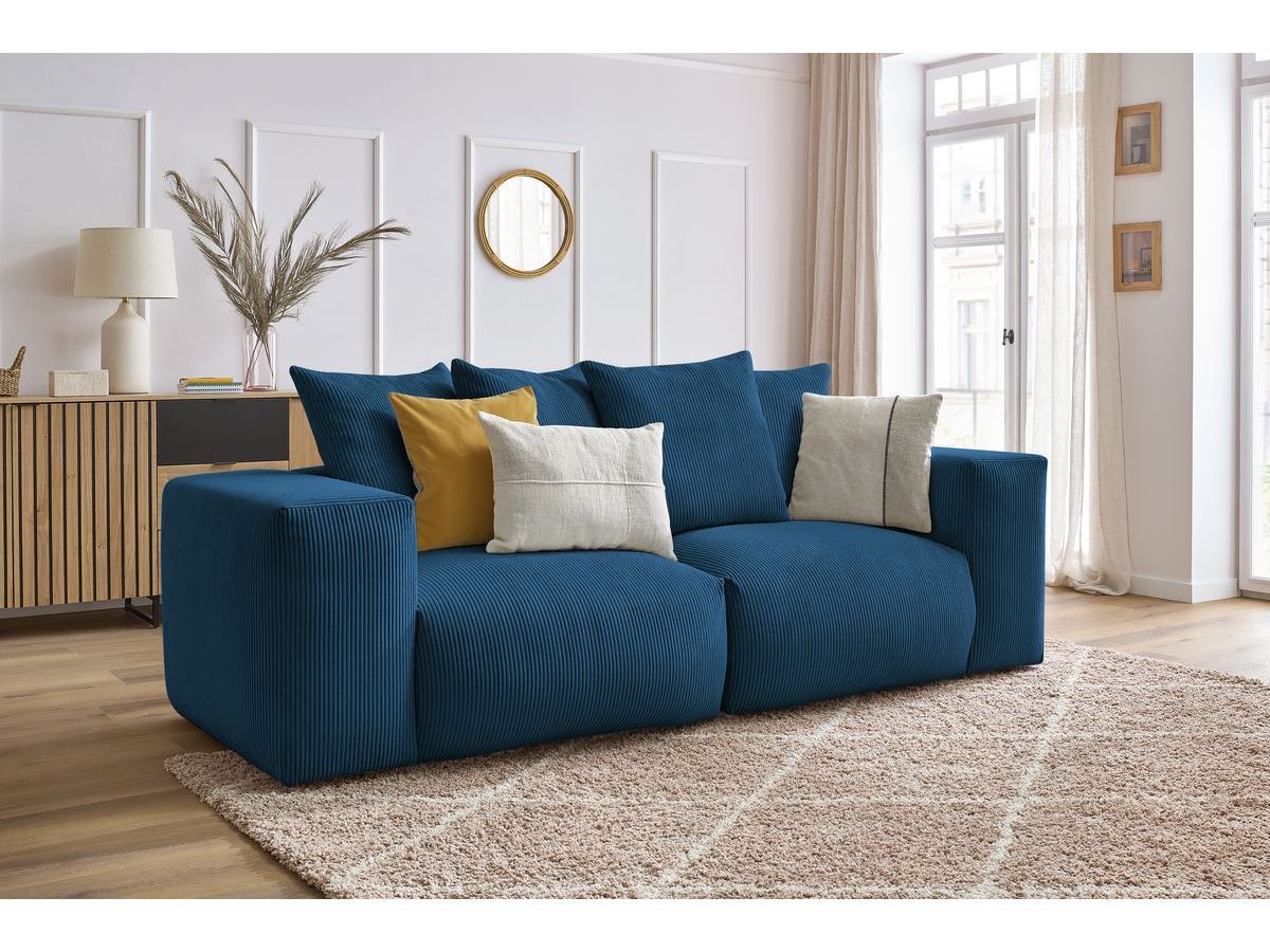 Bobochic Voltaire Sofa 3-Sitzer 248 × 100 cm Cordsamt Dunkelblau