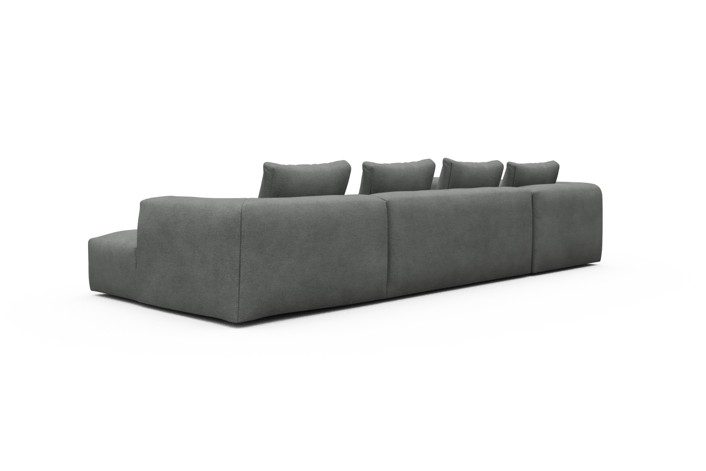Wohnlandschaft Fred Chaiselongue rechts mit 2-Sitzer und lange Armlehne links Boucle-Ash-Grey