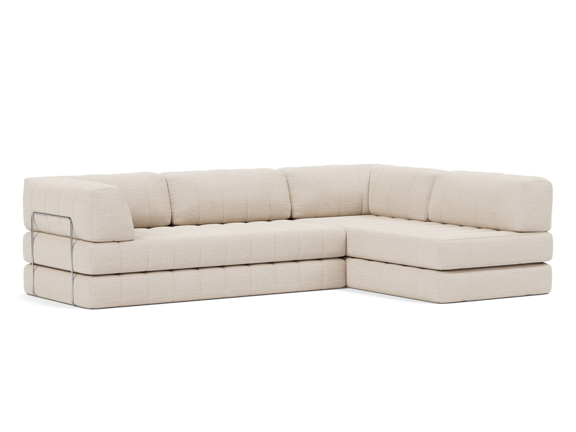 Eck-Schlafsofa CozyPad L-Form mit Armlehne Webstoff Blida 612-Sand-Grey