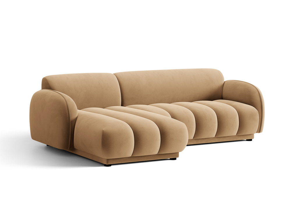 Cosmopolitan Design Ecksofa Bilbao 3-Sitzer Samt Casino Mandelbeige Links