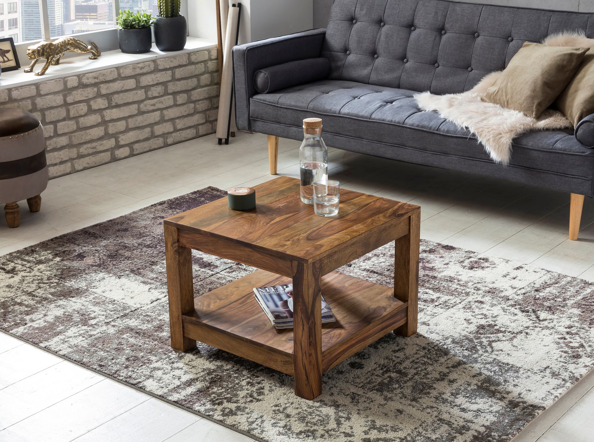 Couchtisch Aalvik Massivholz Dunkelbraun 60 × 60 × 45 cm