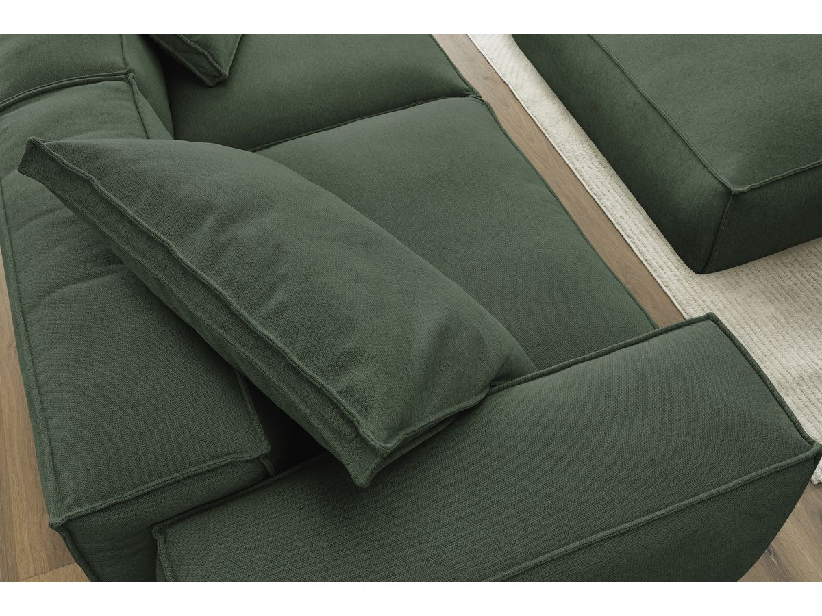 Bobochic Boheme Sofa 4-Sitzer mit Pouf Melange-Stoff Grün