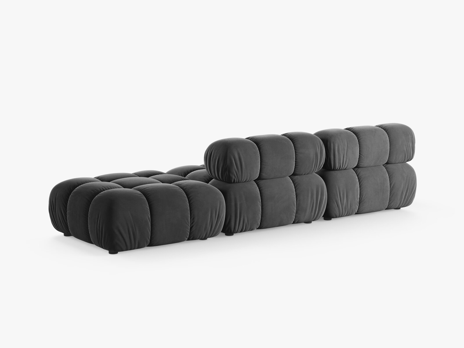 Micadoni Modulares Sofa Bellis 4-Sitzer Rechts Samt Venus Grau
