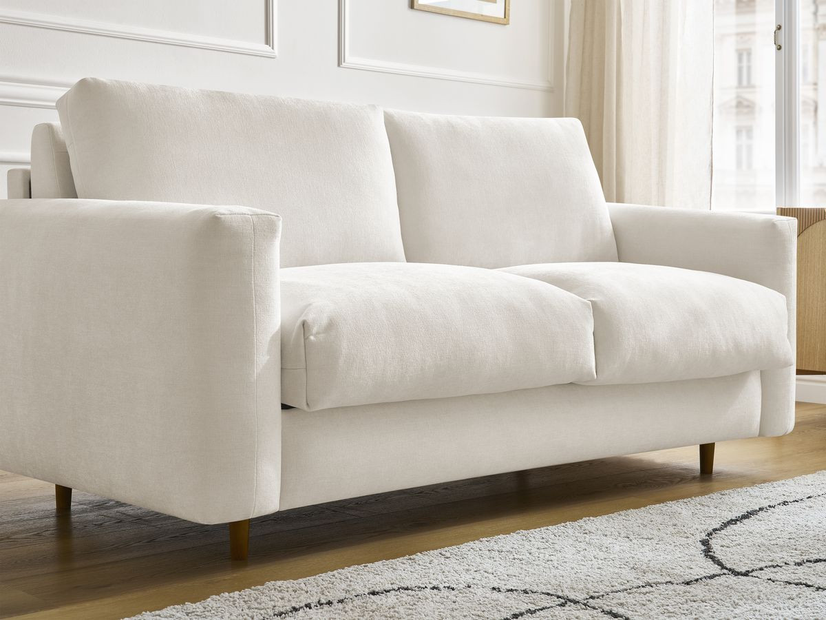 Bobochic Cocoone Schlafsofa 3-Sitzer Stoff Beige, Liegefläche 140 × 200 cm