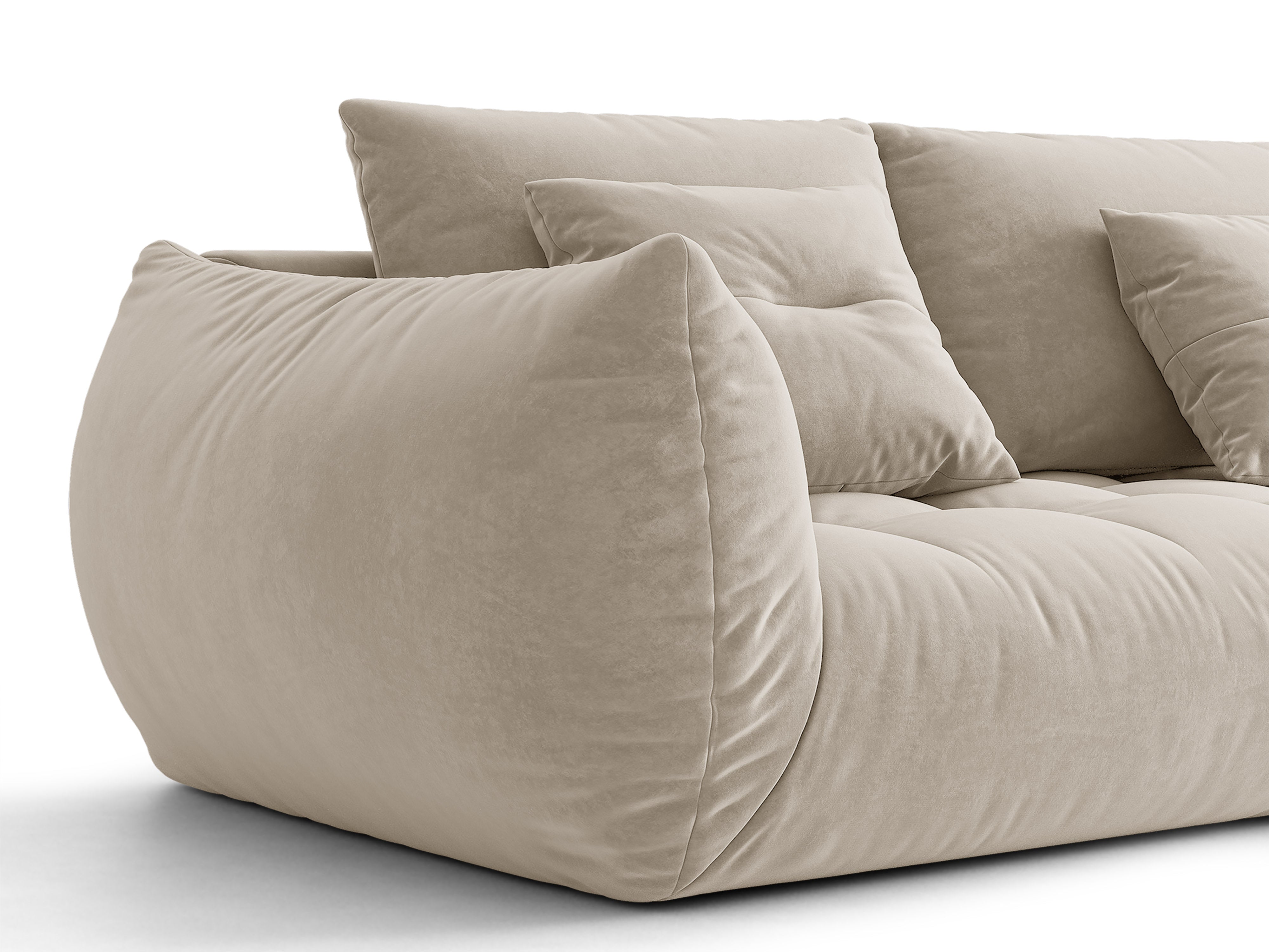 Micadoni Bloom Ecksofa 6-Sitzer Rechts Samt Casino Helles Beige