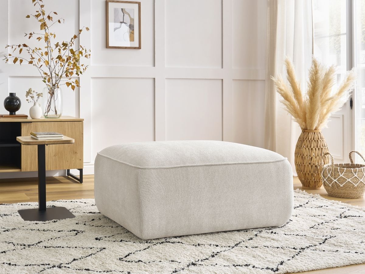 Bobochic Zephyr Pouf Strukturstoff Weiß