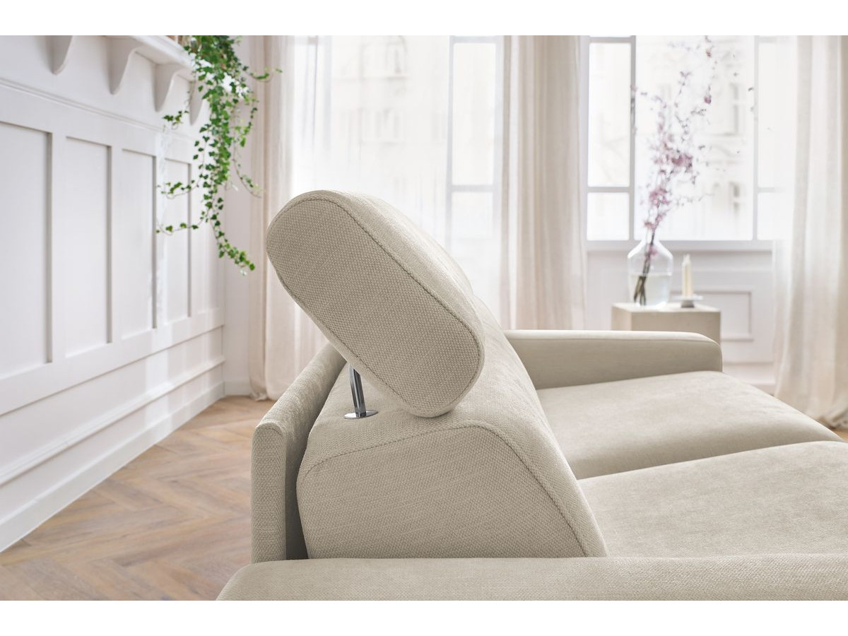 Bobochic Monaco Schlafsofa 3-Sitzer Stoff Beige, Liegefläche 140 × 190 cm