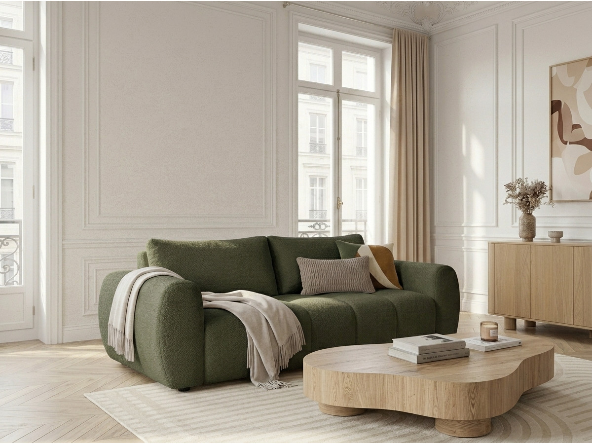 Bobochic Fuji Schlafsofa 3-Sitzer Stoff Grün