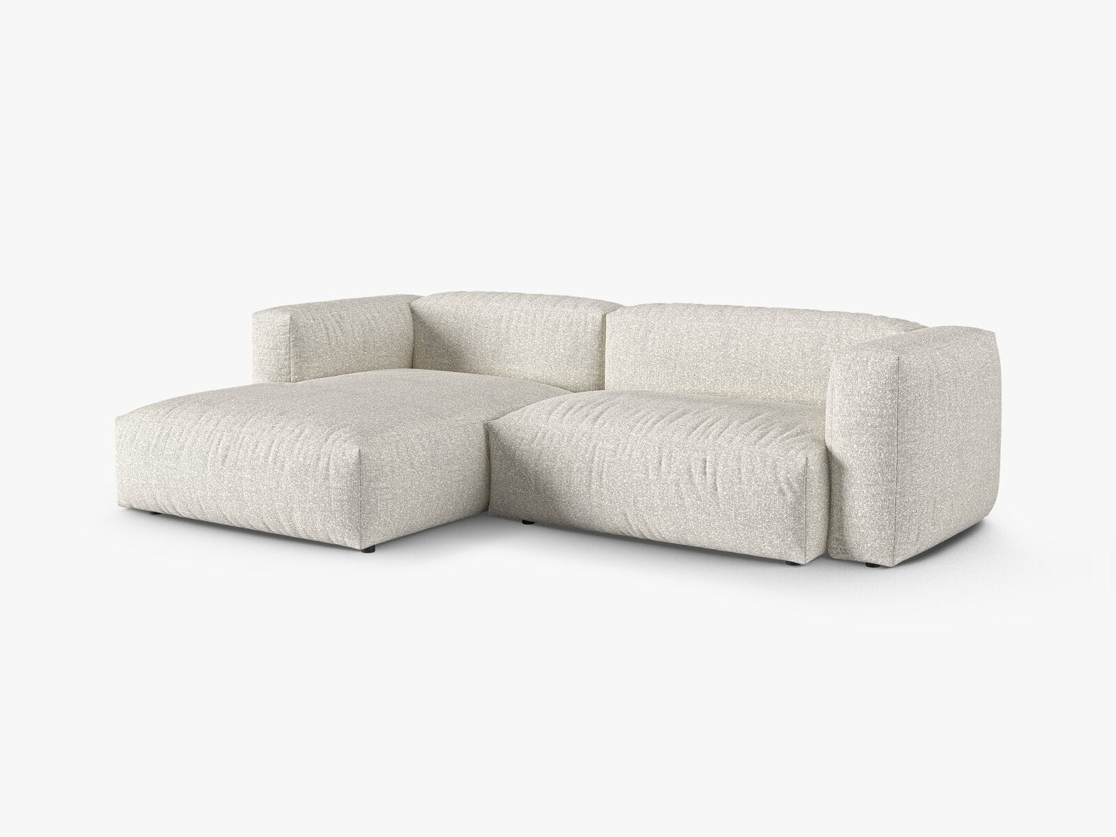 Micadoni Ecksofa Martina 2-Sitzer 90cm Sitztiefe Links Boucle Monet Grau Beige Melange