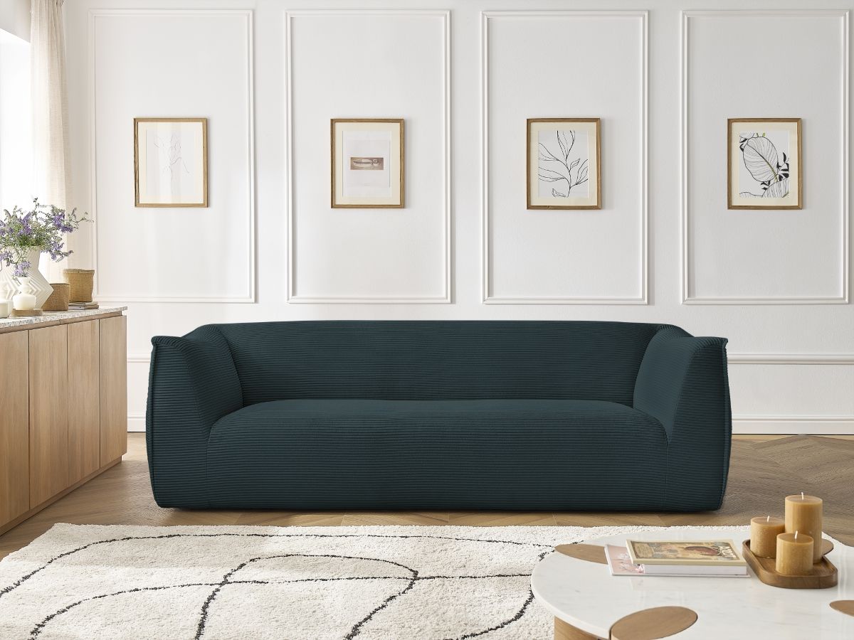 Bobochic Giorgia Sofa 3-Sitzer Cordsamt Dunkelblau
