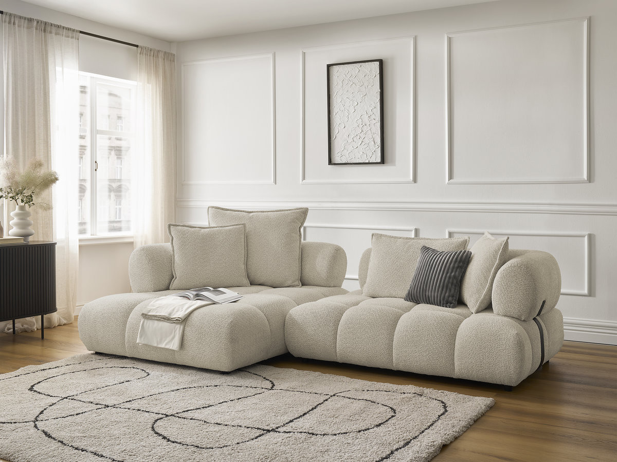 Bobochic Alya Ecksofa Bouclé-Stoff Beige Ecke links
