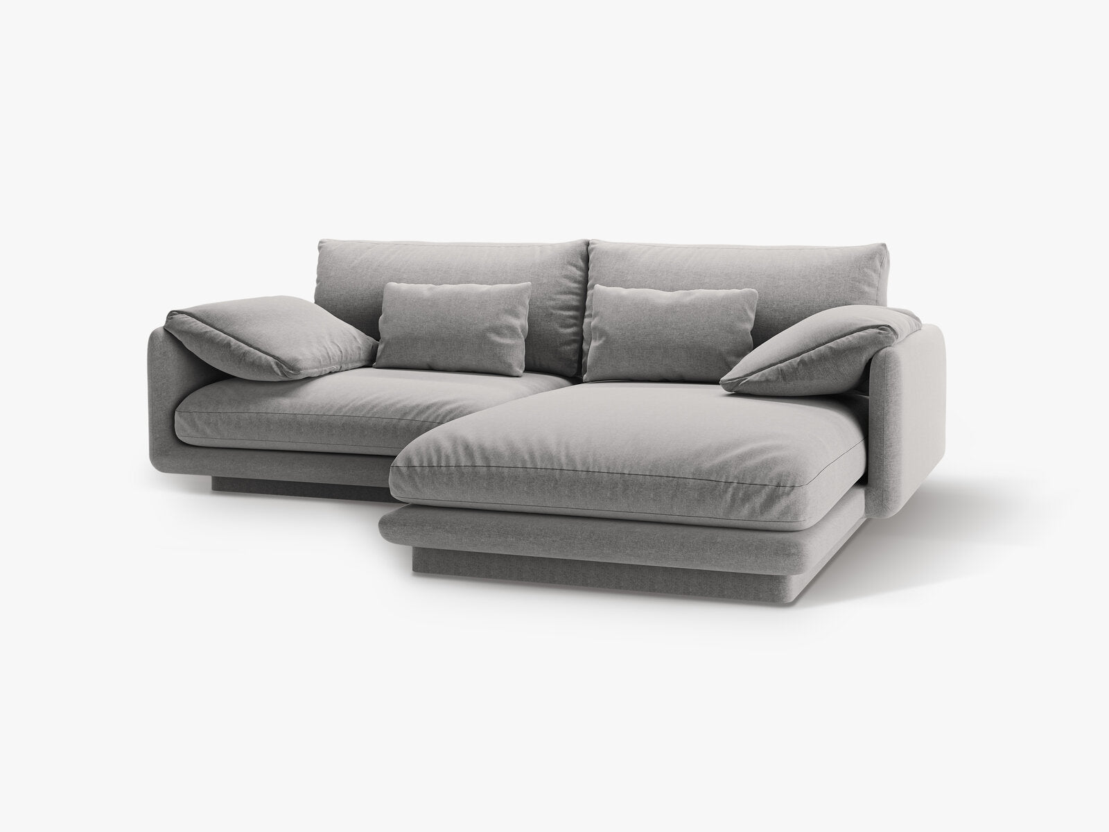Micadoni Ecksofa Torino 3-Sitzer Rechts Strukturierter Stoff Hellgrau