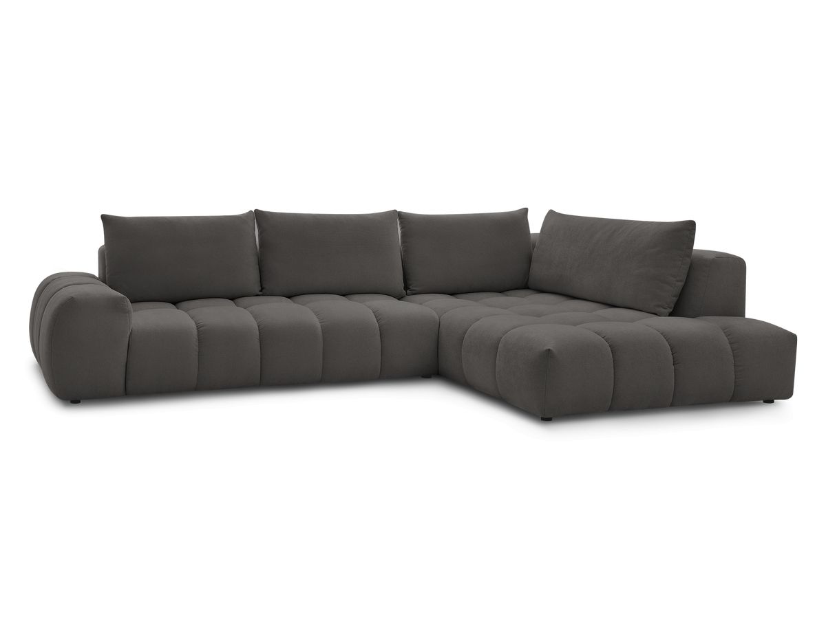 Bobochic Everest Ecksofa, 4 Kissen Strukturstoff Dunkelgrau Ecke rechts