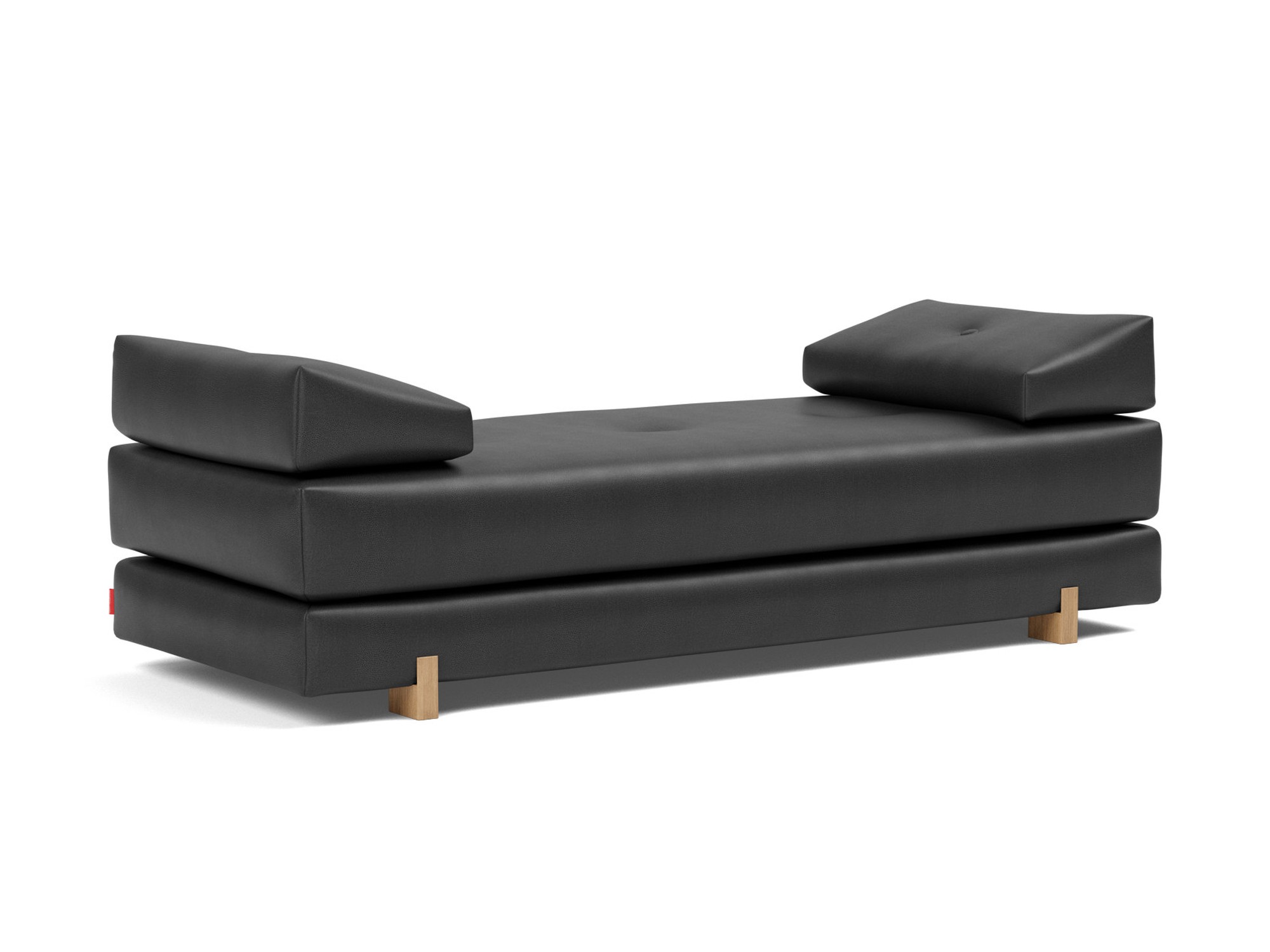 Tagesbett Sigmund Lederoptik Faunal 550-Black Beine Drip Eiche