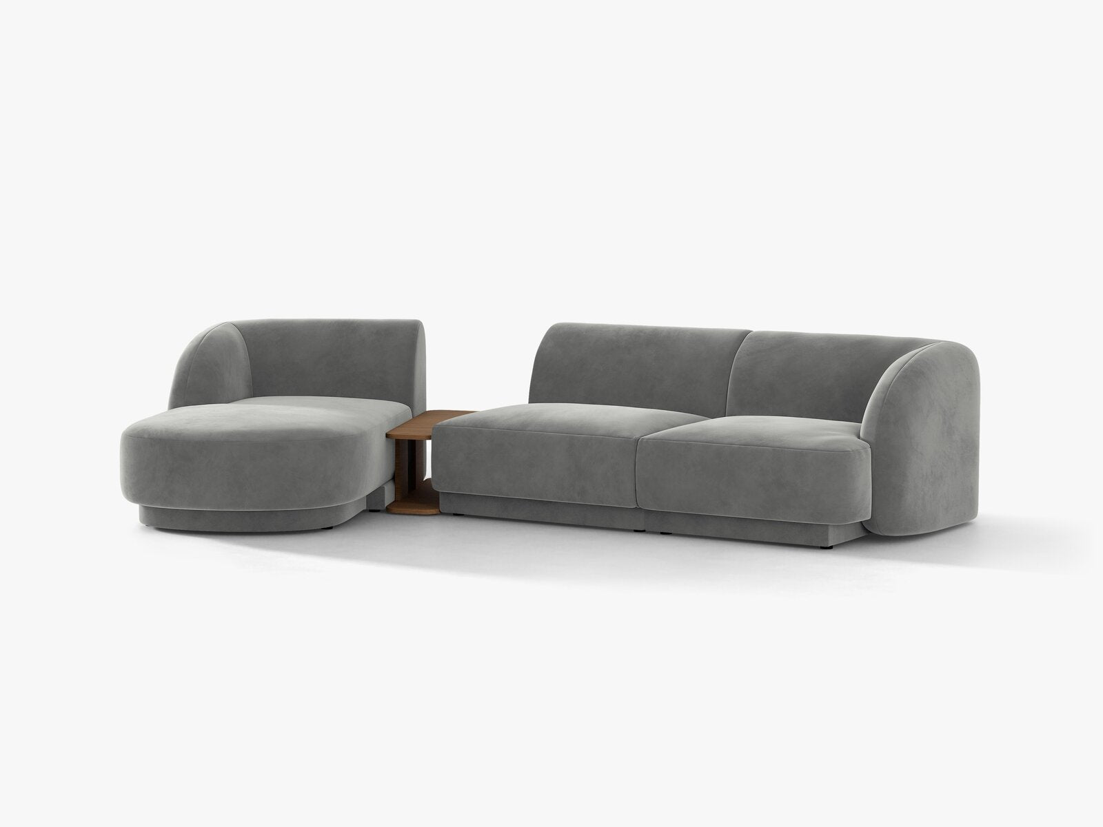 Micadoni Modulares Sofa Miley mit Recamiere 3-Sitzer Links Samt Venus Hellgrau