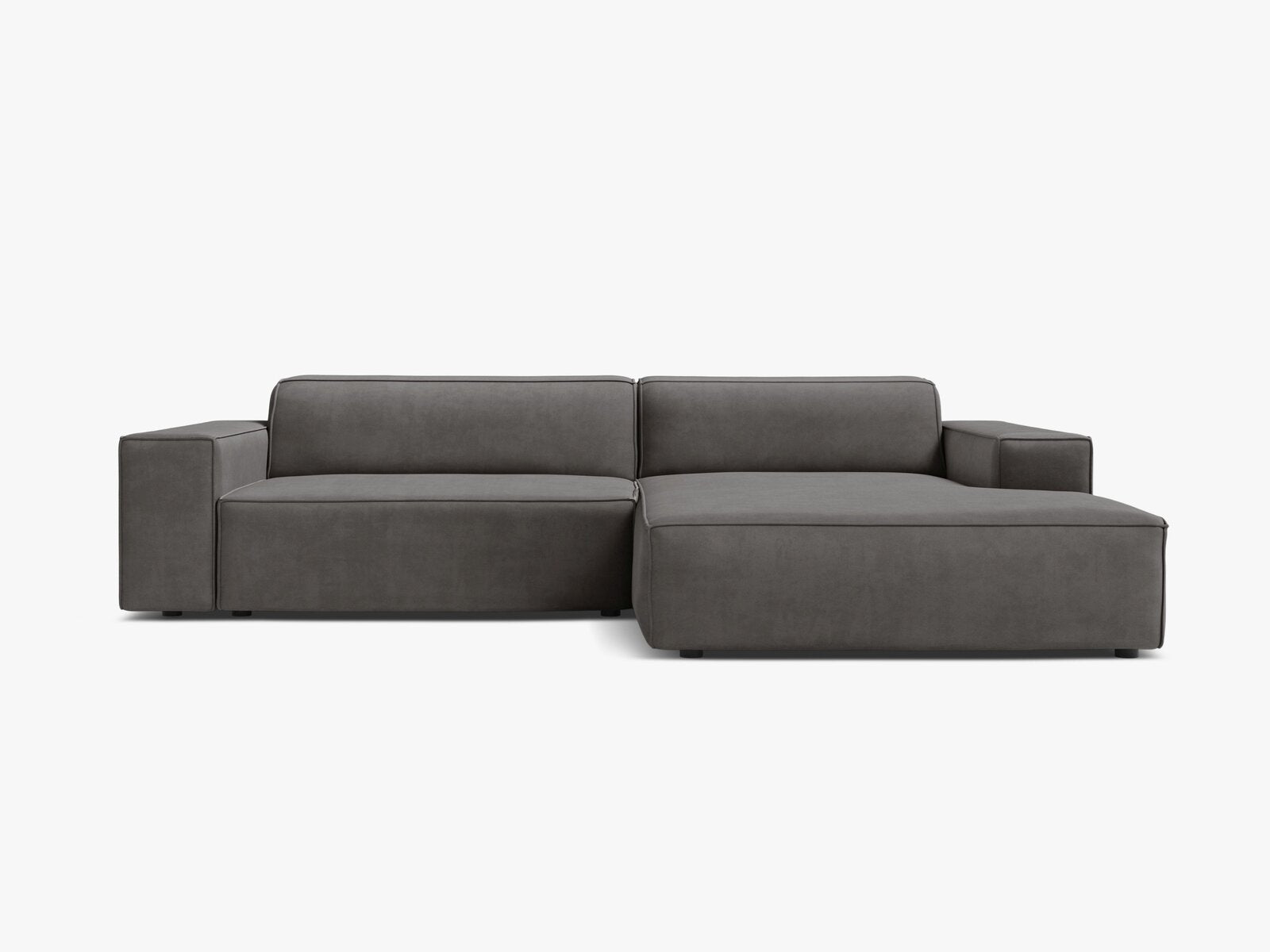 Micadoni Ecksofa Jodie 3-Sitzer Rechts Samt Bluvel Hellgrau