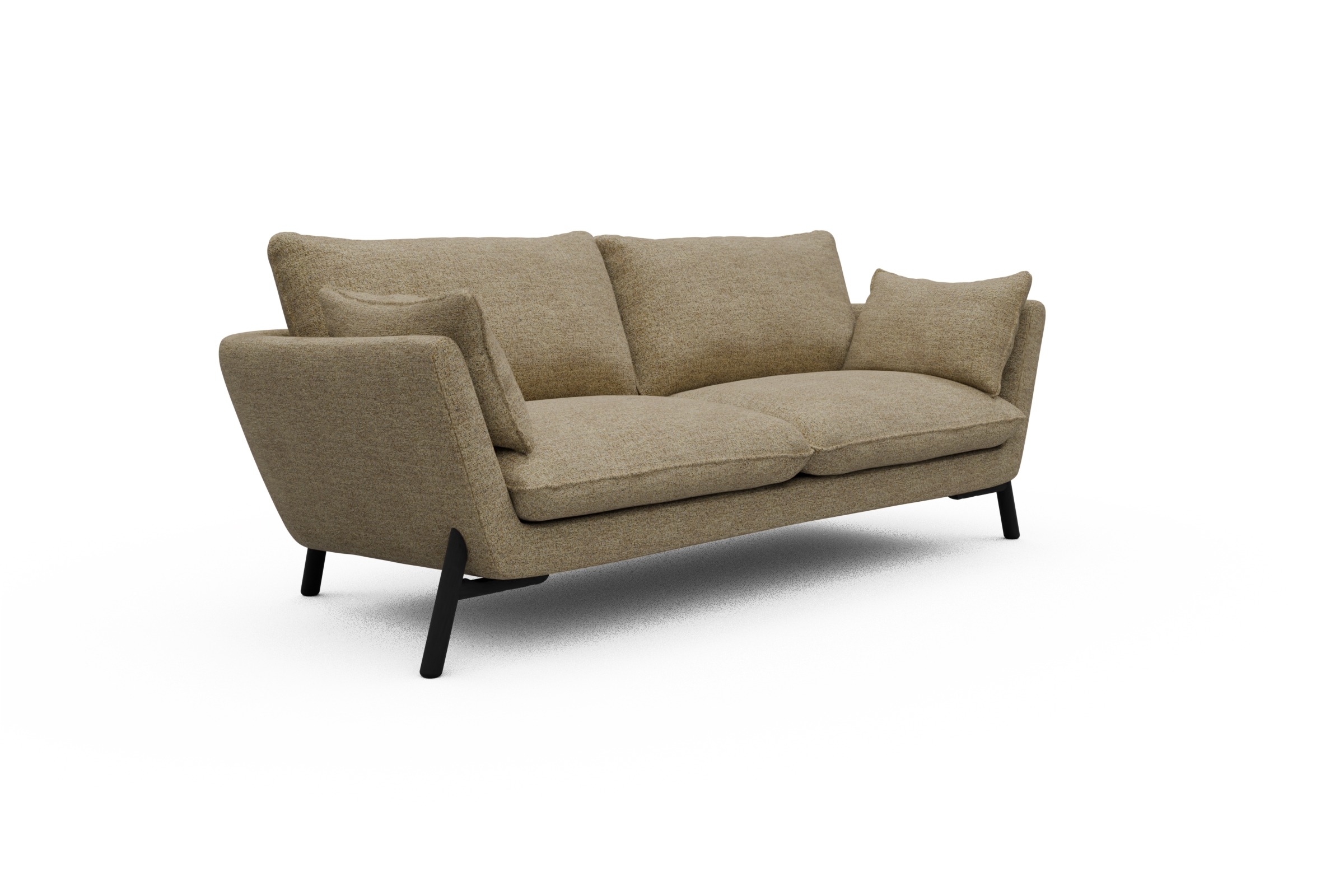 Sofa Emil 3-Sitzer Beinfarbe Eiche Schwarz Carreno-Silician-Yellow