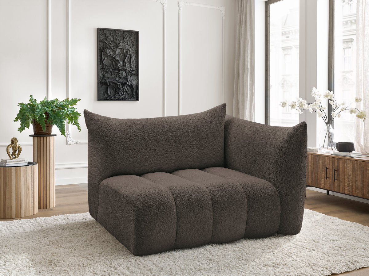 Bobochic Azra Sofamodul 2-Sitzer 143 × 112 cm Bouclé-Stoff Braun Ecke rechts