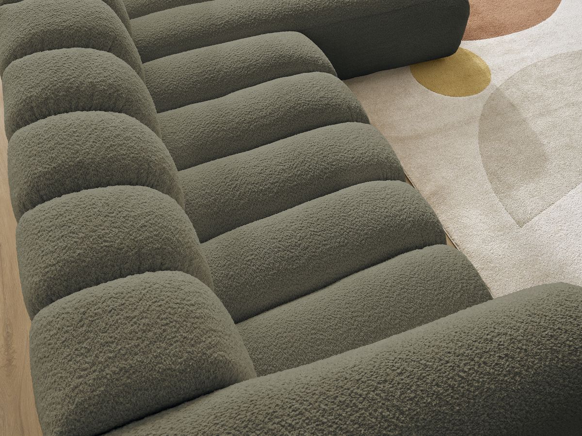 Bobochic Talia Ecksofa Bouclé-Stoff Grün Ecke rechts