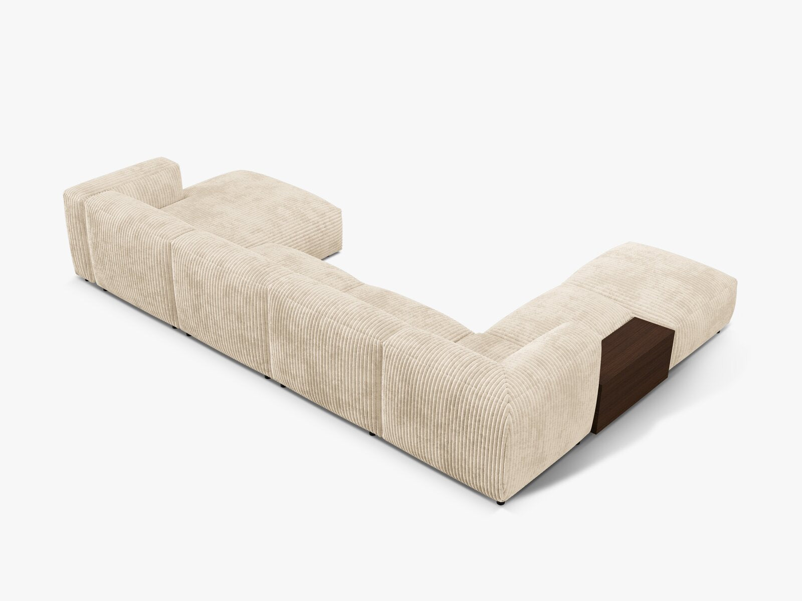 Micadoni Panorama-Ecksofa Martina 5-Sitzer Links Kord Helles Beige