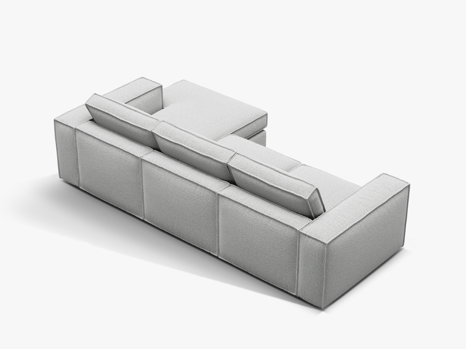 Micadoni modulares Ecksofa Pola 3-Sitzer Rechts Strukturierter Stoff Babel Hellgrau