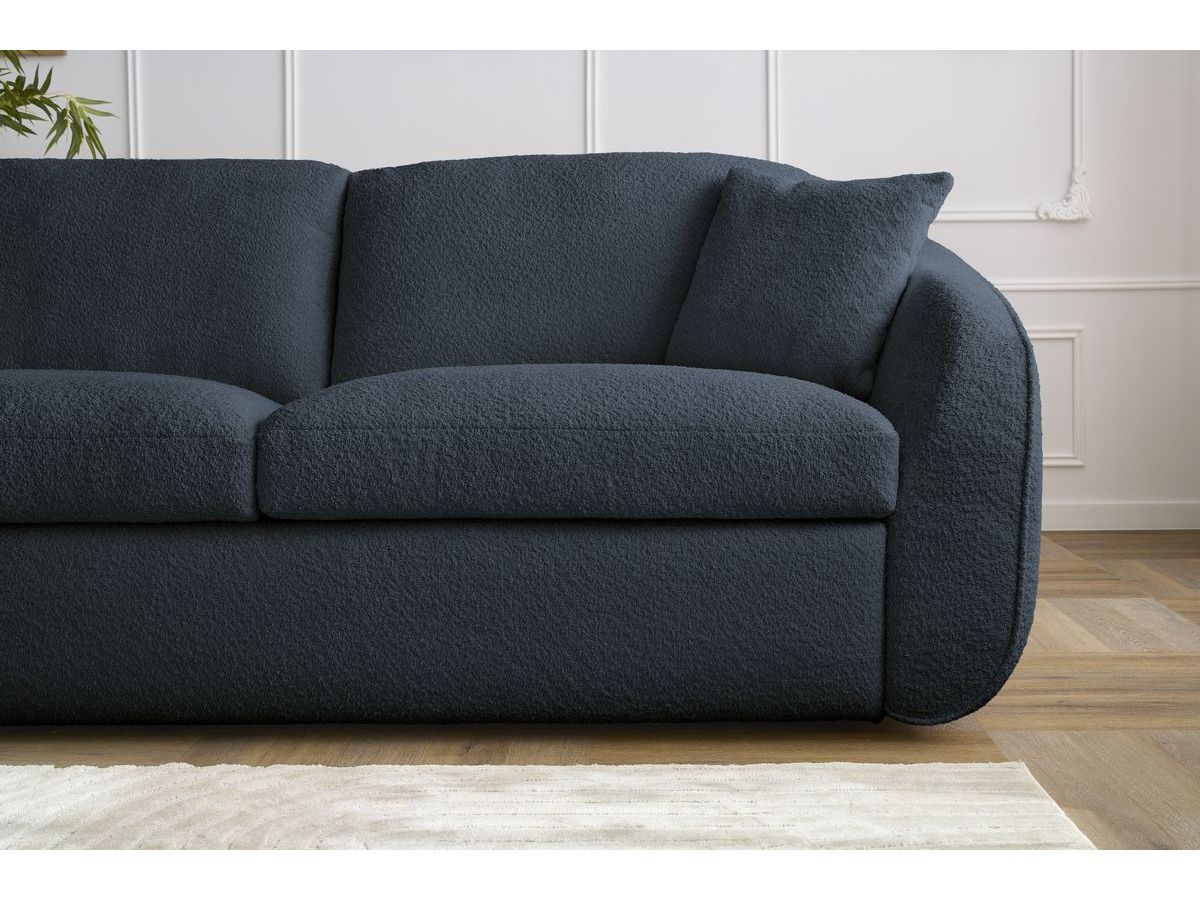 Bobochic Cezanne Schlafsofa 3-Sitzer Bouclé-Stoff Blau, Liegefläche 140 × 194 cm