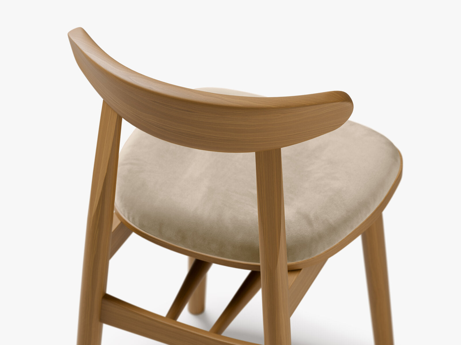 Micadoni Bony Samtiger Stuhl 42 cm (H 80 cm) [2CH_BONY] Samt Venus Beige Amerikanischer Nussbaum