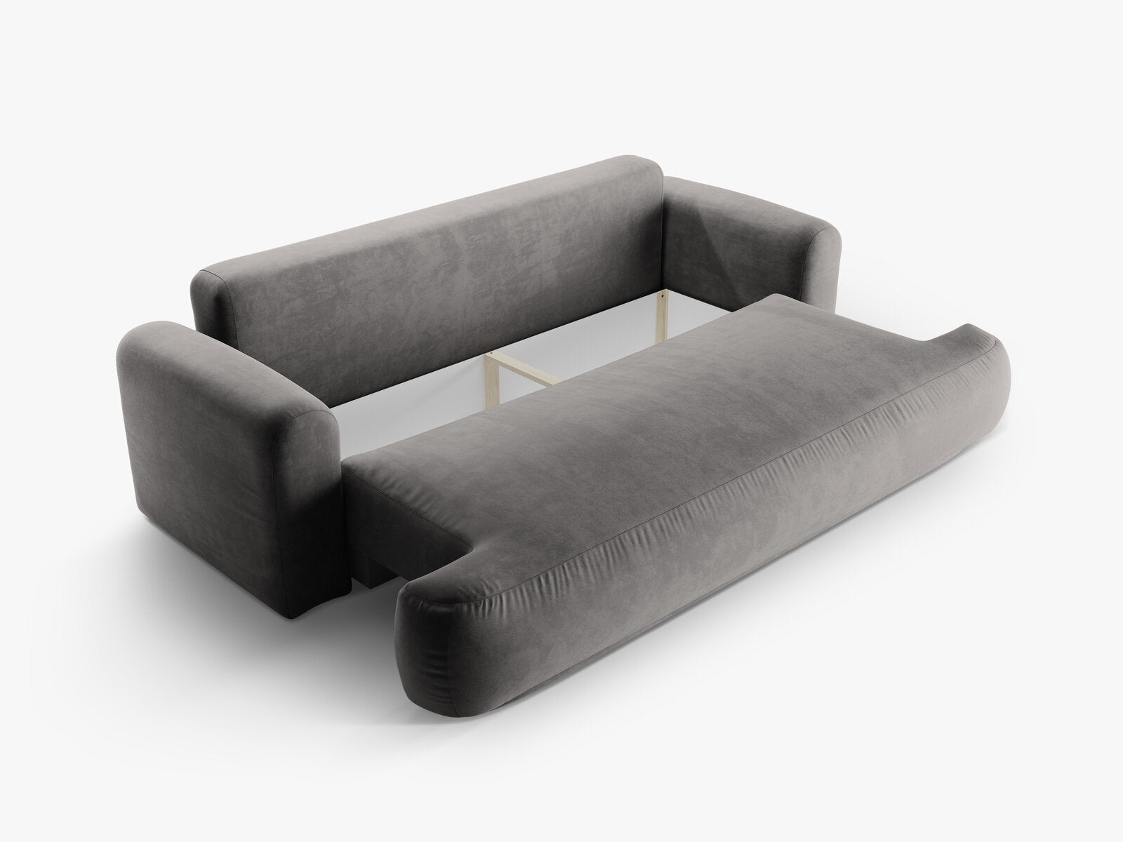 Micadoni Ella Schlafsofa 3-Sitzer mit Bettkasten Samt Vogue Grau