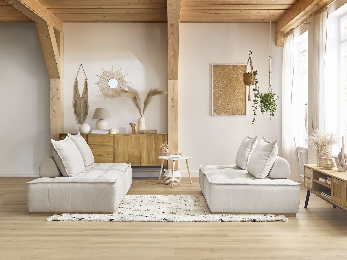 Bobochic Elisa Sofa 4-Sitzer Strukturstoff Weiß