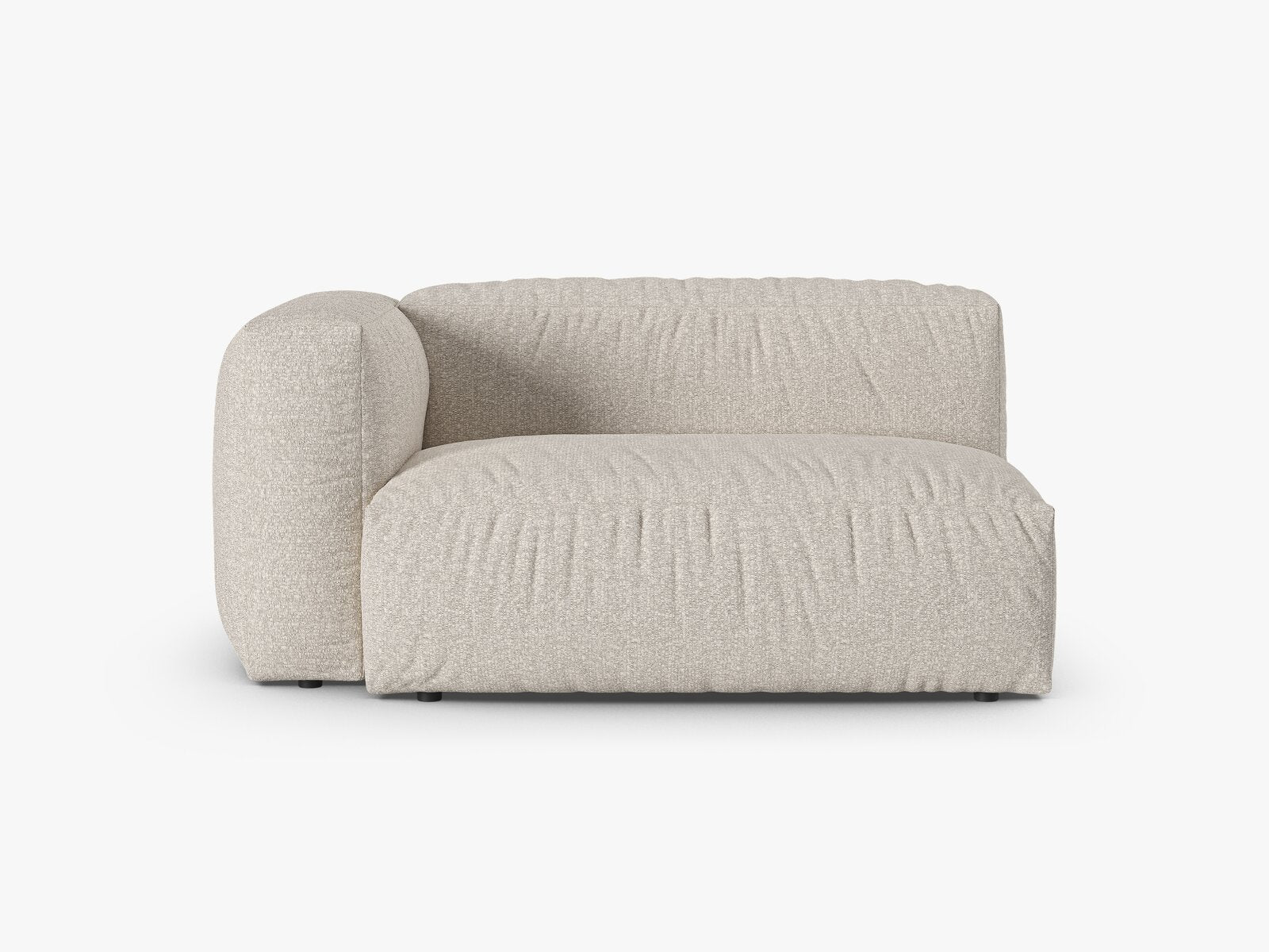 Micadoni Eckmodul mit Armlehne Martina 1-Sitzer Groß 90cm Sitztiefe Links Boucle Monet Beige