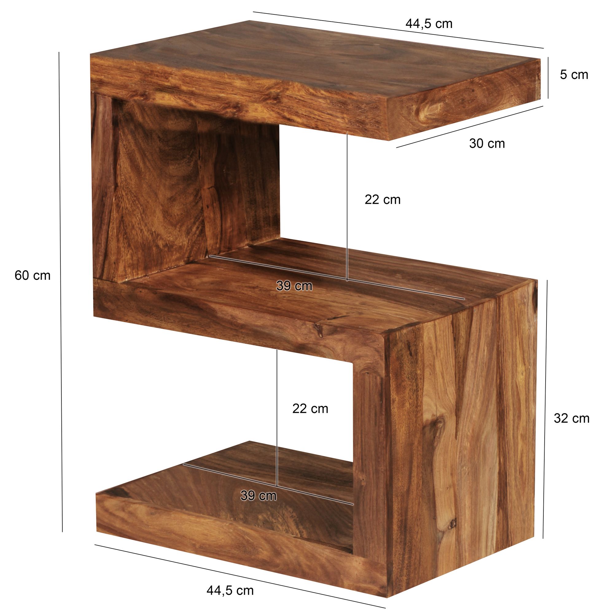 Beistelltisch Aalvik Massivholz Dunkelbraun 44 × 30 × 60 cm