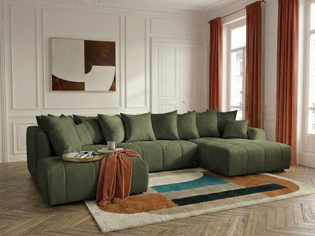 Bobochic Roxelane Wohnlandschaft Melange-Stoff Grün Ecke rechts