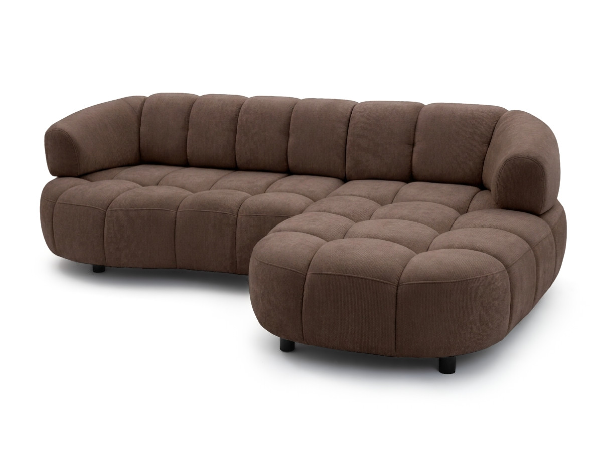 Bobochic Lovely Ecksofa mit Schlaffunktion Stoff Braun Ecke rechts