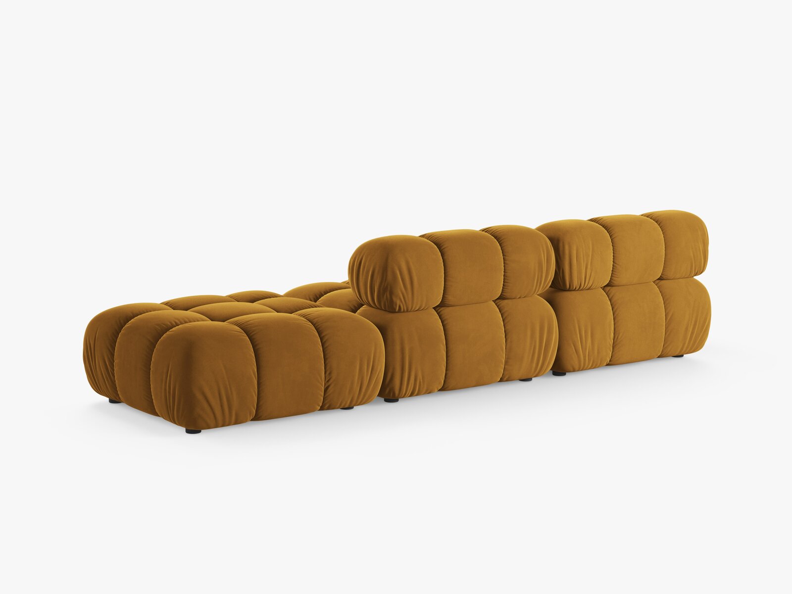 Micadoni Modulares Sofa Bellis 4-Sitzer Rechts Samt Bluvel Gelb